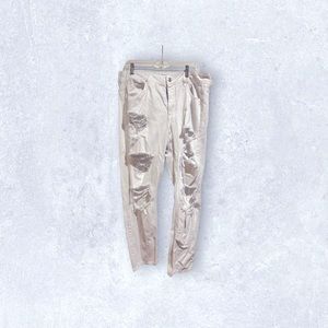 American Eagle white distressed jeans straight leg